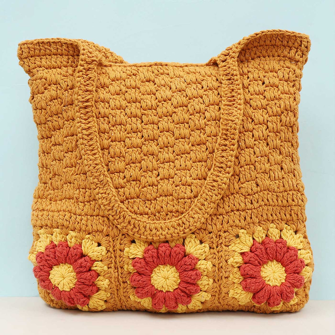 Handmade Crochet Oldie’s Goldie Floral Shoulder Bag