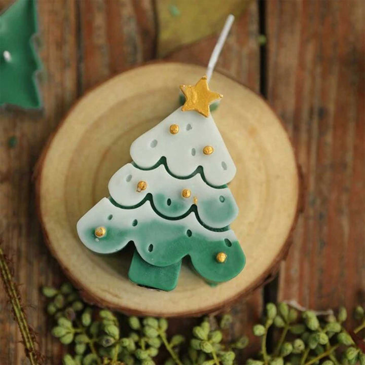 Handmade Tree Small Scented Soy Wax Candle For Christmas Decoration | Set Of 2