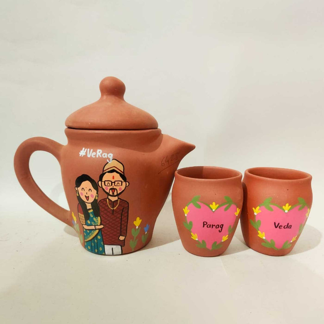 Handpainted Clay Teaset With Photo Based Caricature