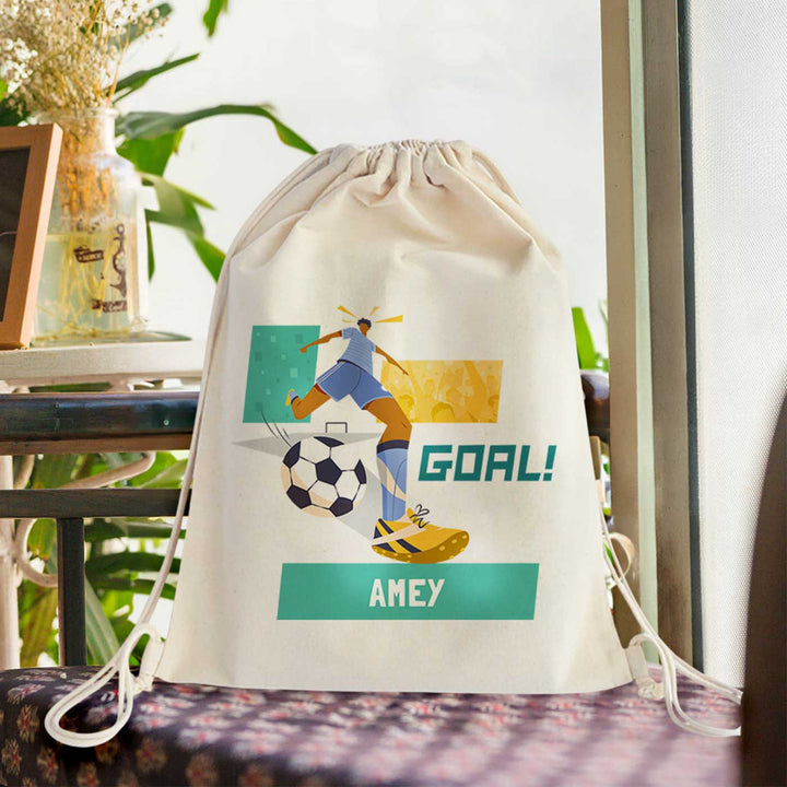 Personalized Football Goals Boys Theme Cotton Backpack