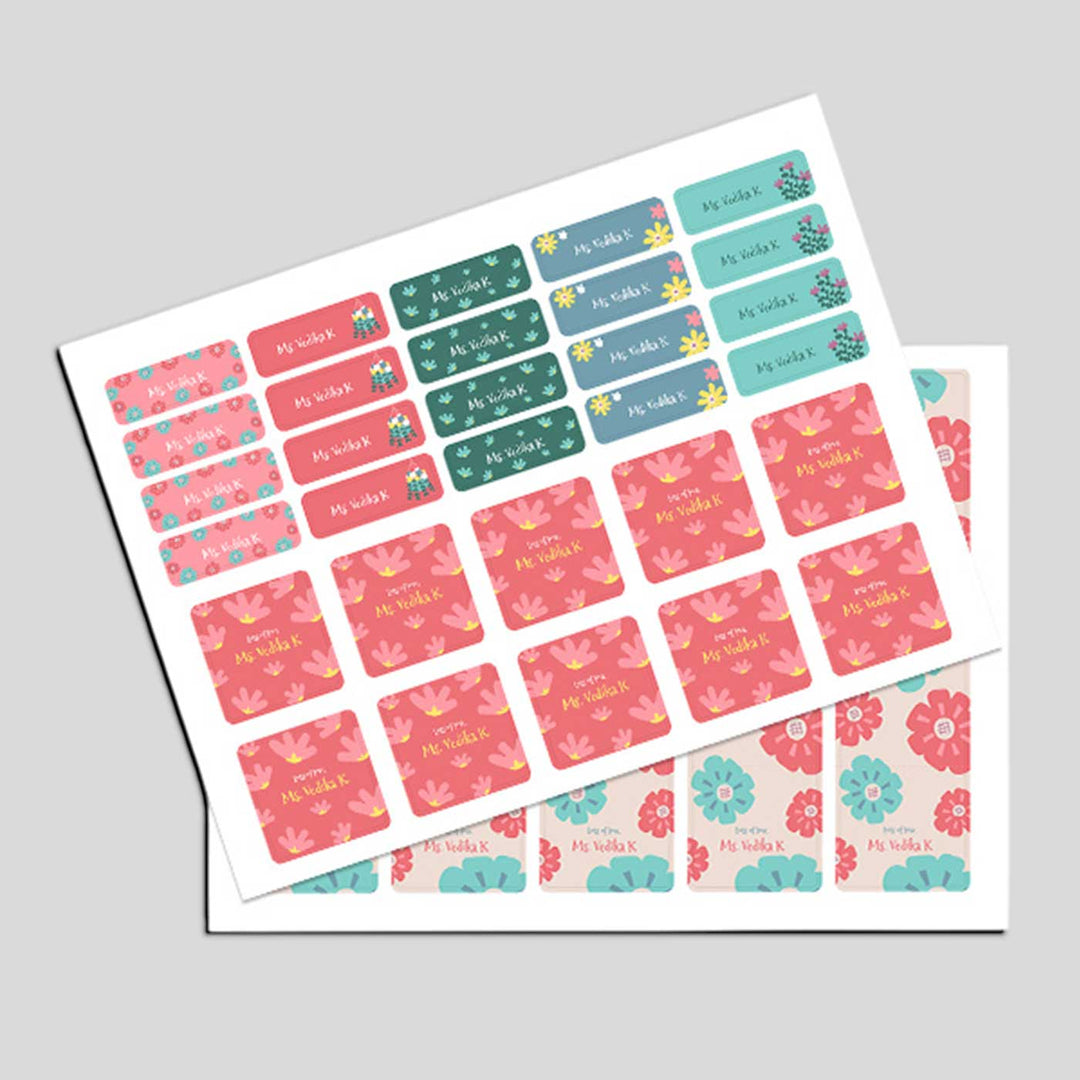 Personalized Flower Power Theme Sticker Sheet | 40 Stickers