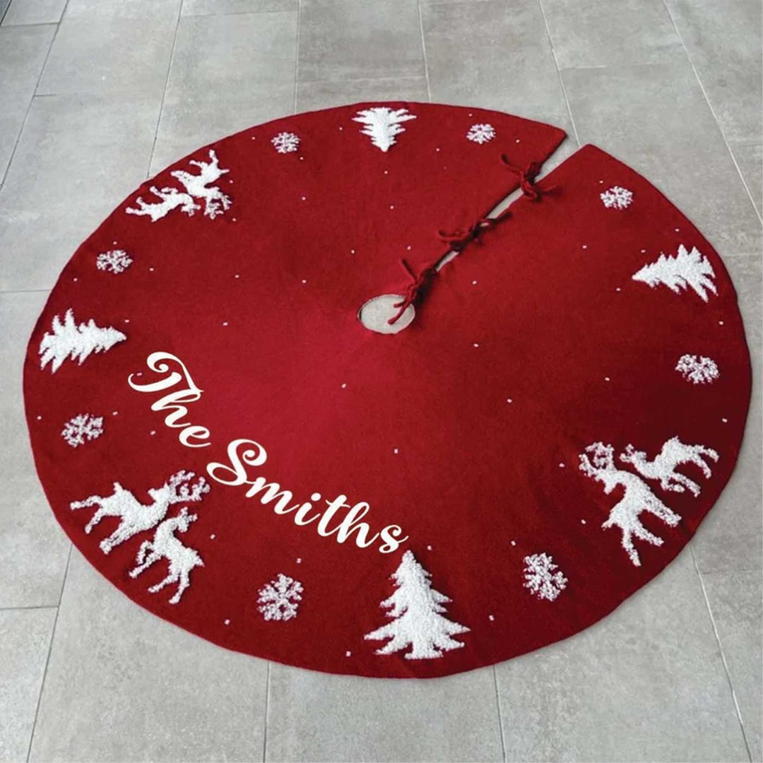 Personalized Snowflake Swirl Felt Tree Skirt For Christmas Tree Decoration