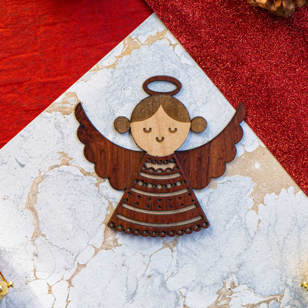 Handmade Evanglical Angel Wooden Ornaments For Christmas Tree Decoration | Set of 3