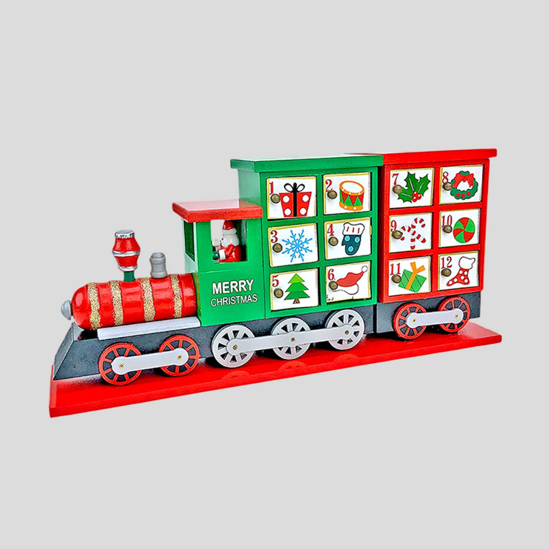 Train Shape Advent Calendar Wooden Decor For Christmas Table Decoration