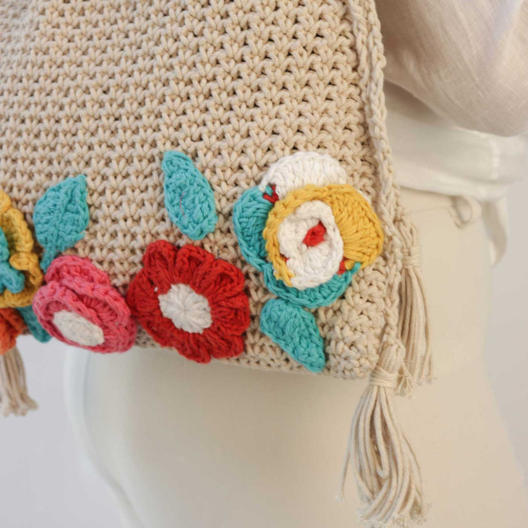 Handmade Crochet Floral Tote Bag