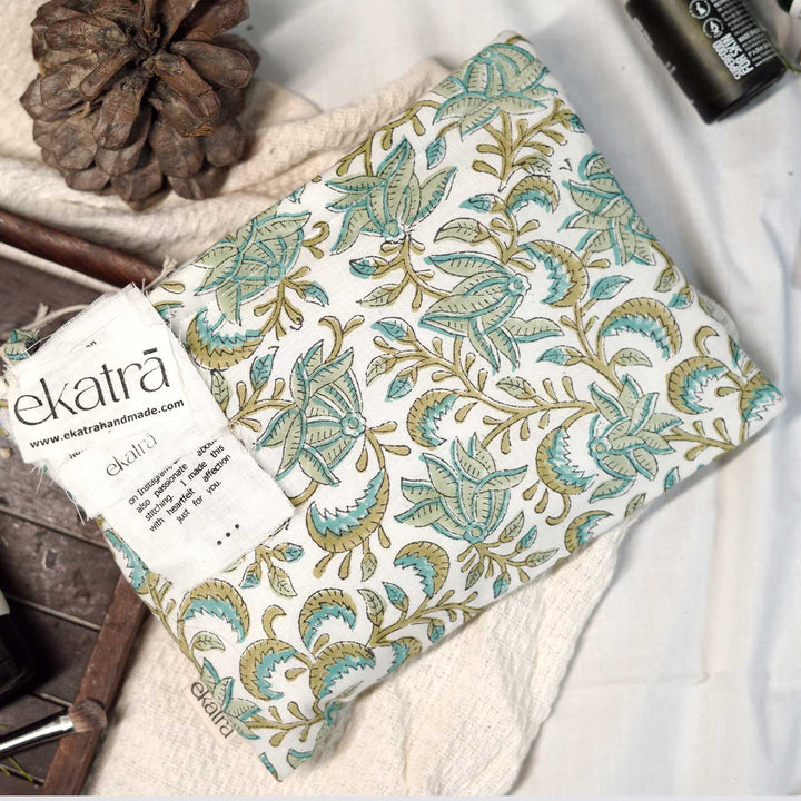 Handcrafted Fabric Green Floral Utility Pouch