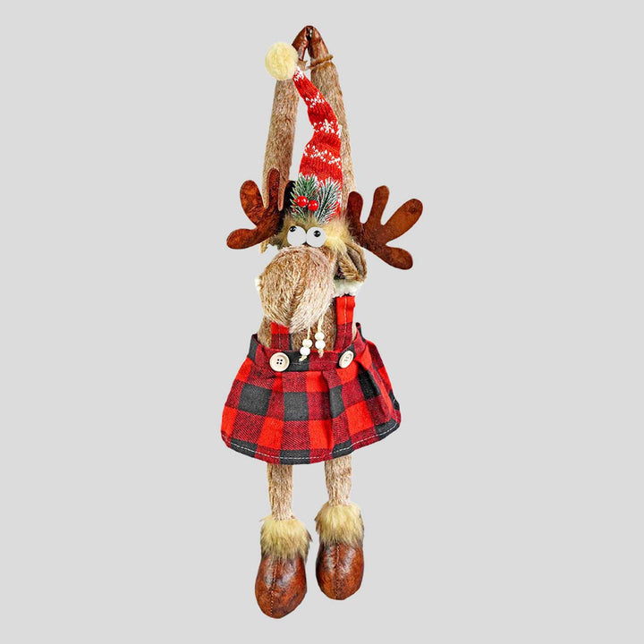 Striped Frock Reindeer Door Hanger Woolen Decor For Christmas Table Decoration