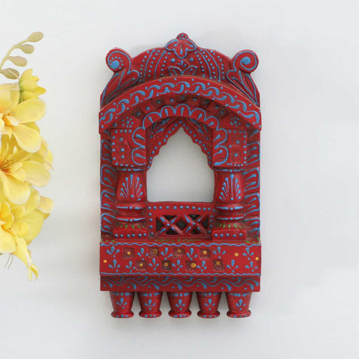 Handmade Traditional Red Wooden Jharokha