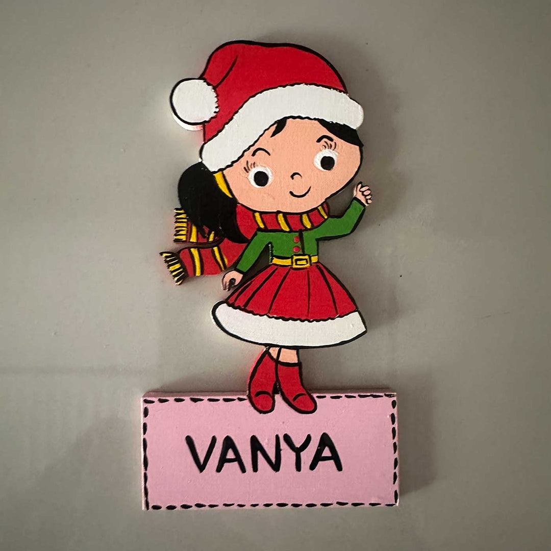 Personalized Hand-Painted Christmas Theme Kids Mdf Wood Fridge Magnet