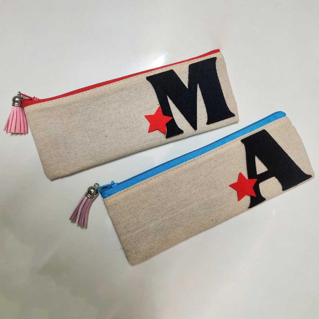 Personalized Handmade Monogram Cotton Pouch | Set of 3