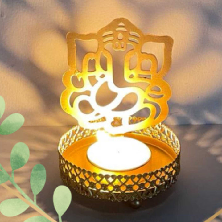 Handmade Ganesha Metal Shadow Tealight Holder