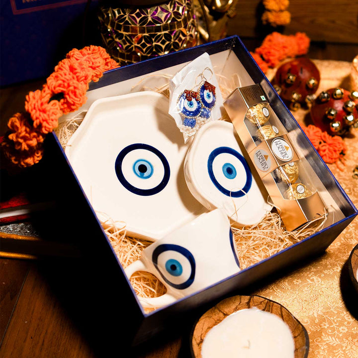 Premium Evil Eye Morning Blessing Ceramic Gift Hamper | Set Of 5