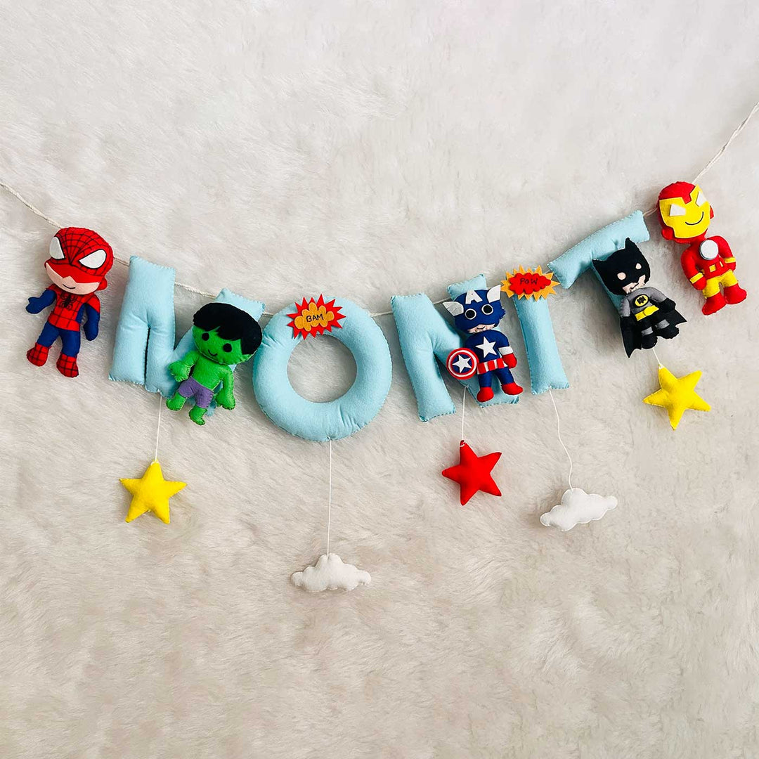 Handcrafted Personalized Superhero Themed Bunting For Kids