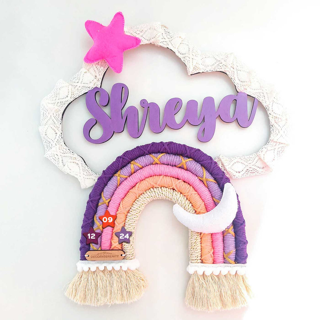 Macrame Cloud & Star Personalized Kids' Nameplate