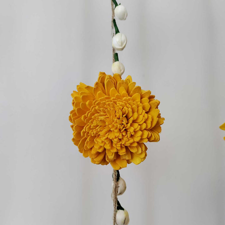 Handmade Yellow Zinnia & Jasmine Background Hanging