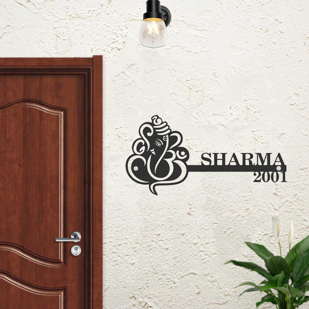 Personalized Ganesha Laser Cut Metal Name Plate