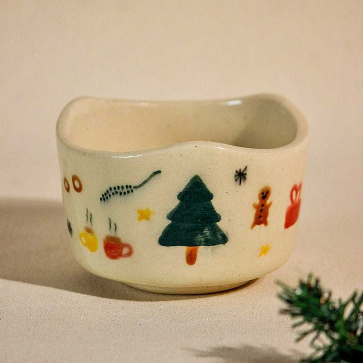 Handmade Christmas Dessert Ceramic Bowl For Christmas Table Decoration