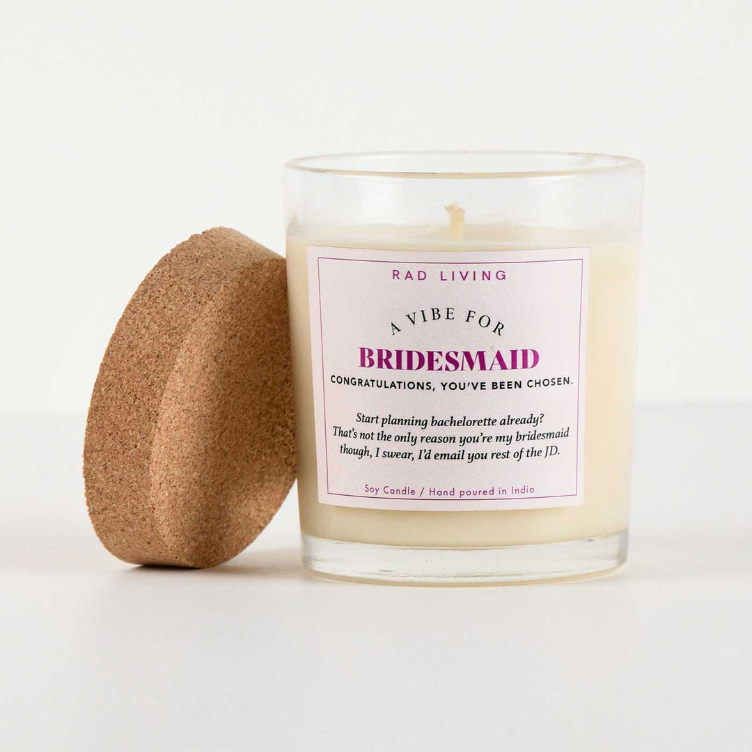 Hand Poured Bridesmaid Peach Mimosa Scented Soy Wax Candle