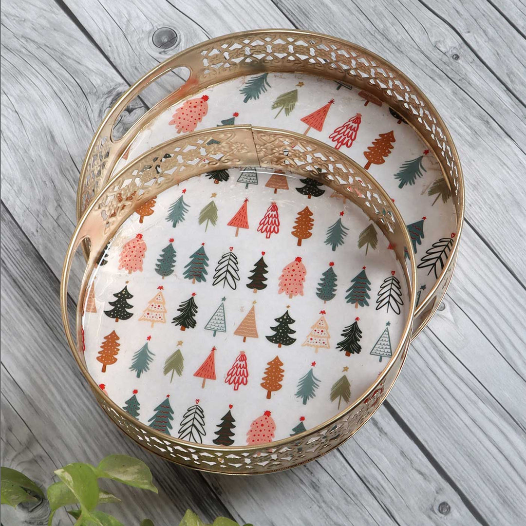 Handmade Christmas Tree Metal Basket | Set Of 2