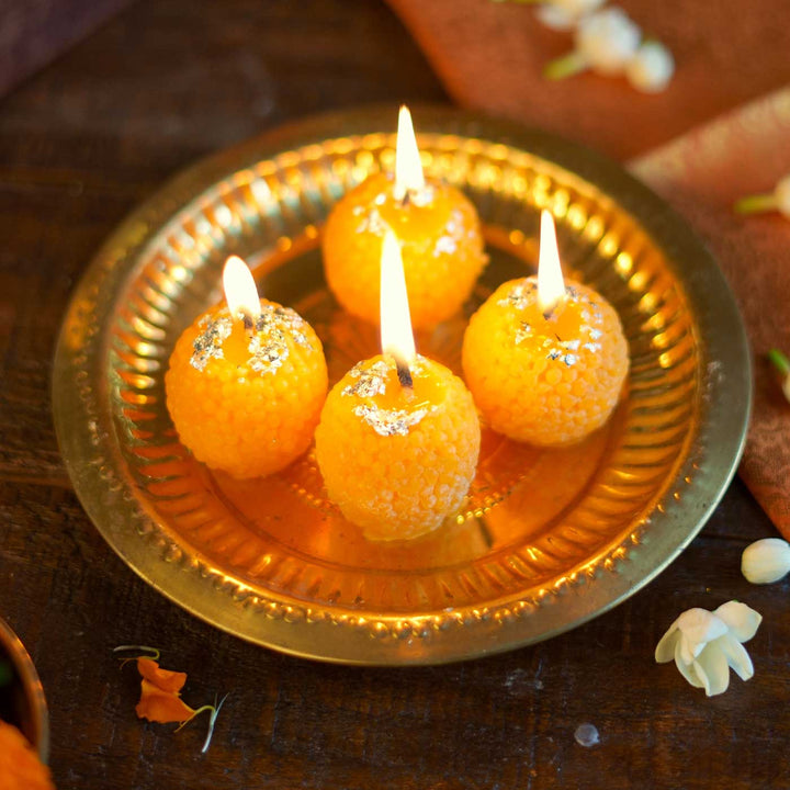 Handmade Ladoo Wax Scented Mithai Candle | Set Of 4