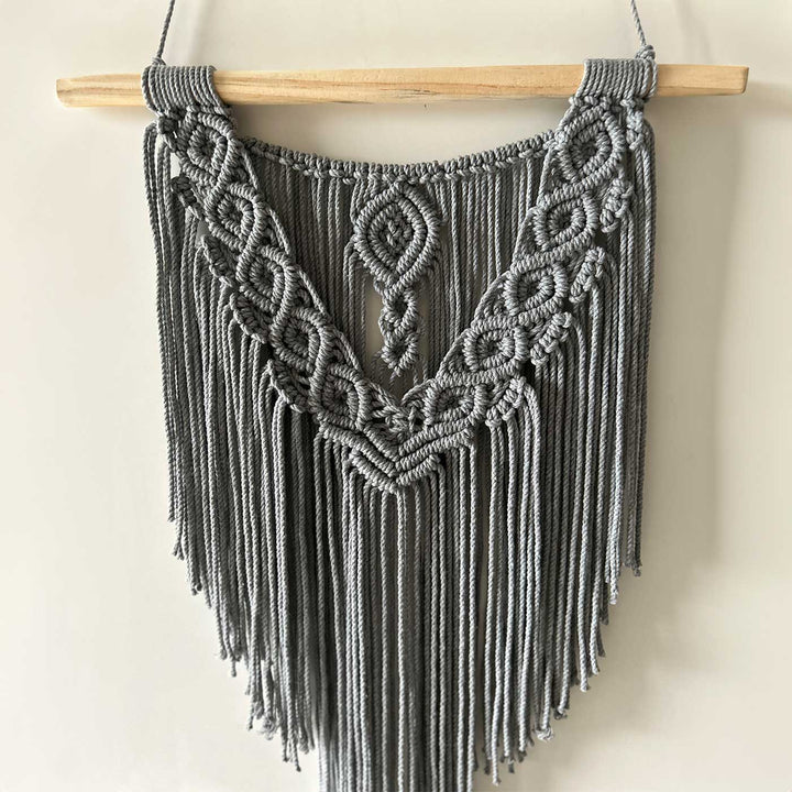 Handmade Grey Macrame Wall Hanging