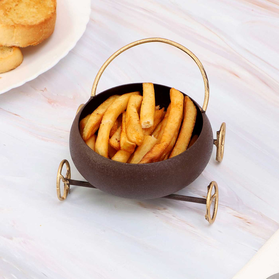 Handmade Round Bowl Snacks Platter With Wheels