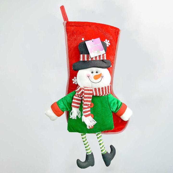 Handmade Velvet Glitter Snowman Woolen Stockings For Christmas Decoration