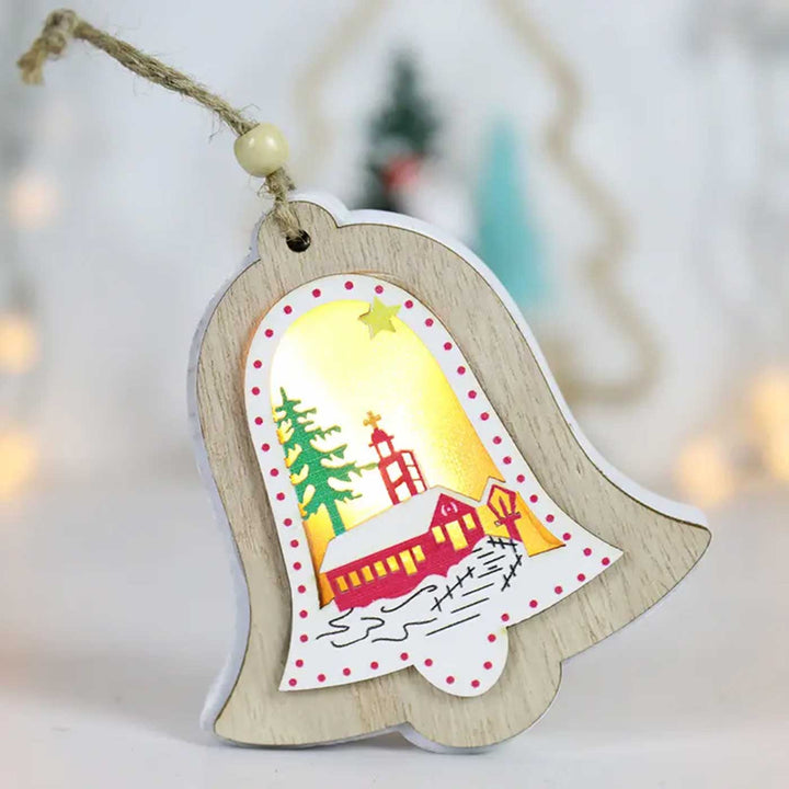 Handmade Pearl Wooden Ornaments For Christmas Tree Decoration With Lights