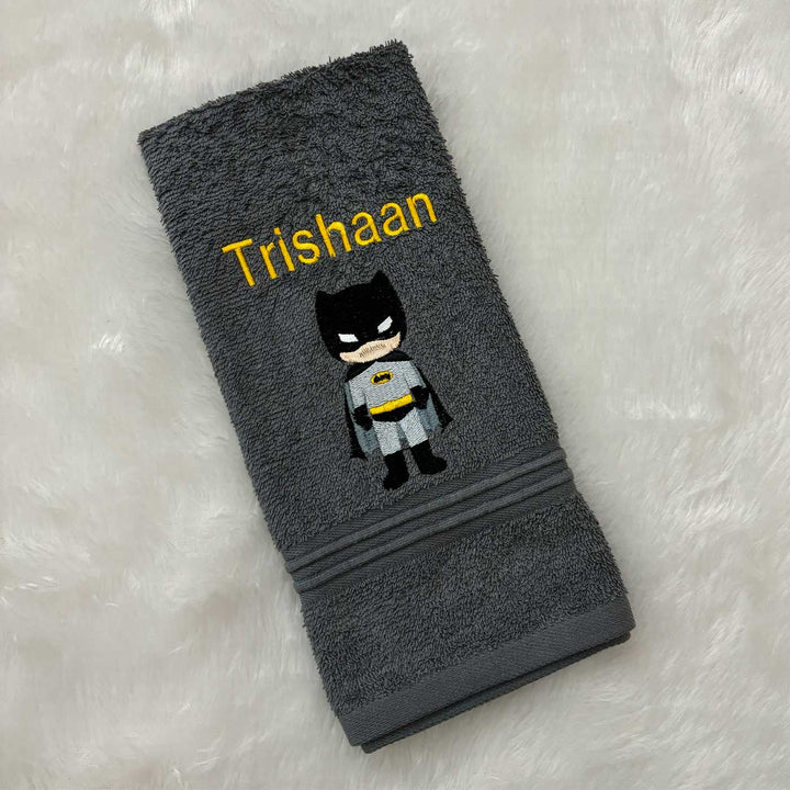 Personalized Embroidered Batman Design Cotton Hand Towel