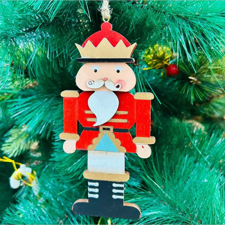 Handmade Nutcracker With A Crown Wooden Ornaments For Christmas Tree Decoration