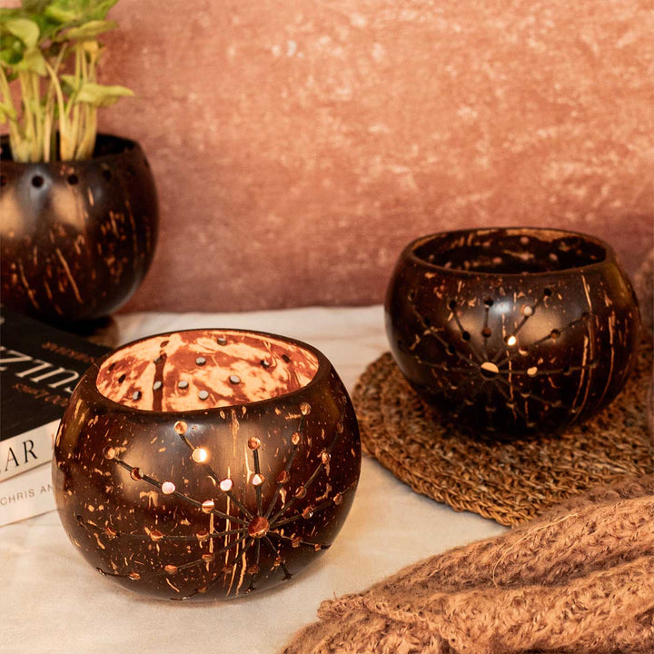 Starlight Coconut Shell Tealight Holder