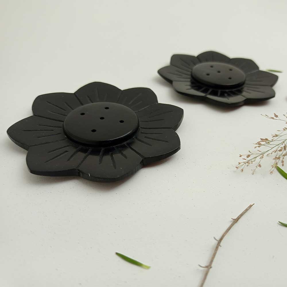 Handmade Handmade Black Tin Simple Soapstone Incense Stick Holder | Set Of 2