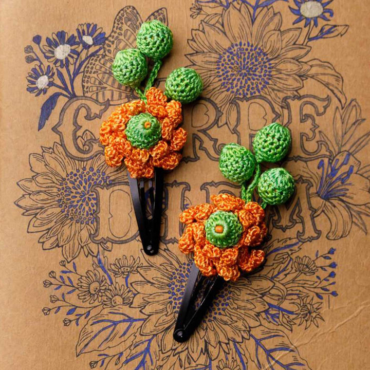 Handmade Koi Loopy Teardrop Flower Hair Clips | Set of 2