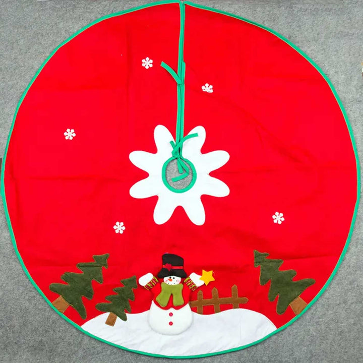 Personalized Snowman’s Magical Playtime Felt Tree Skirt For Christmas Tree Decoration