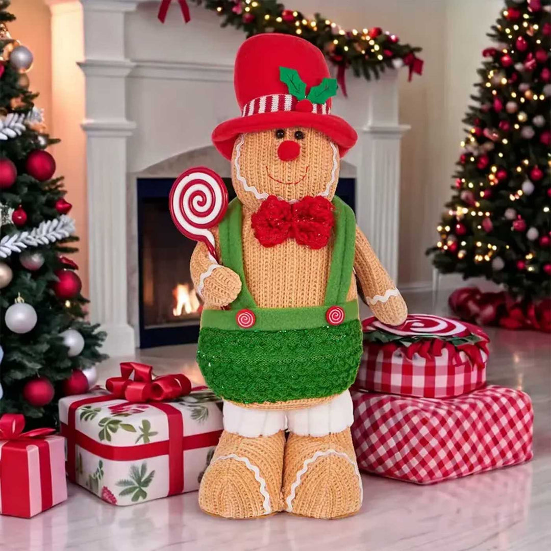 Handmade Knitted Ginger Bread Lollipop Delight Stuffed Figurine Figurine For Christmas Decoration