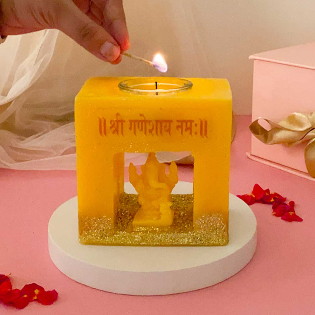 Handmade Ganesh Mandir Wax Scented Candle