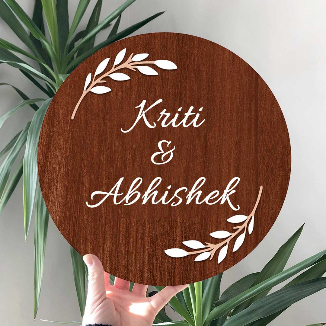 Minimalist 3D Printed Wooden Nameplate For Couples