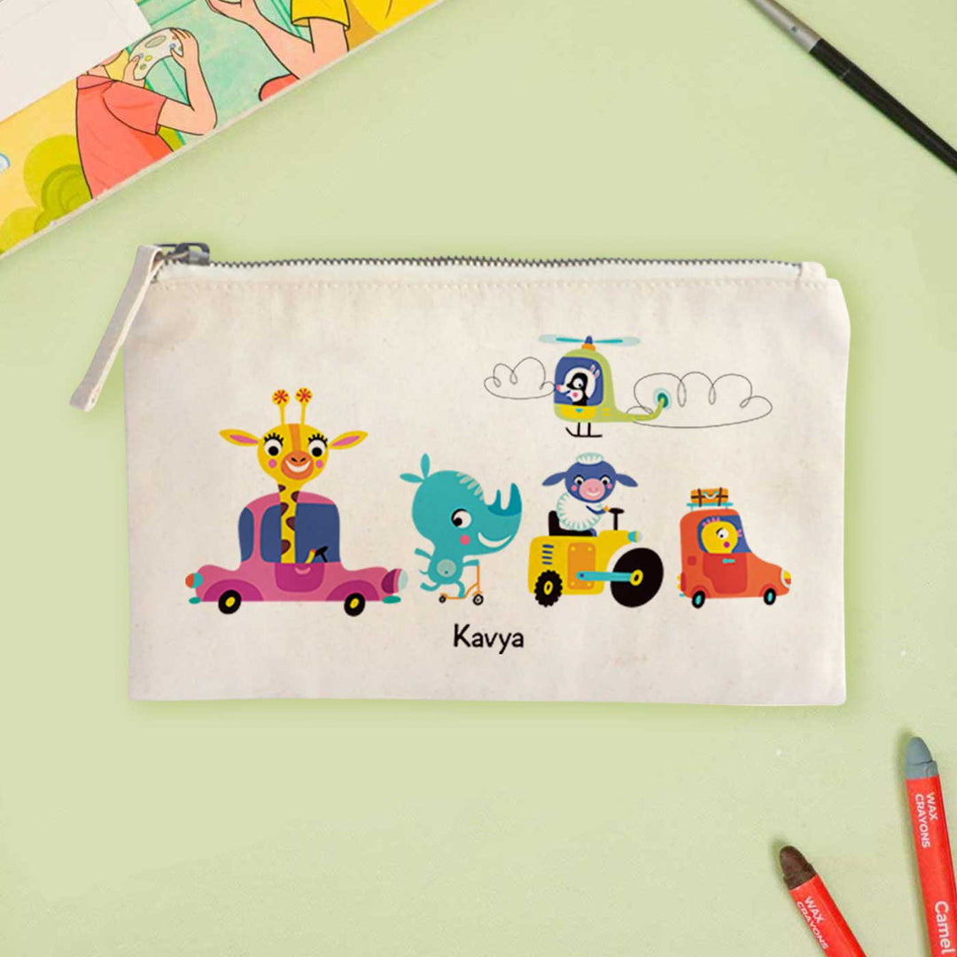 Personalized Let'S Travel Theme Cotton Pencil Pouch