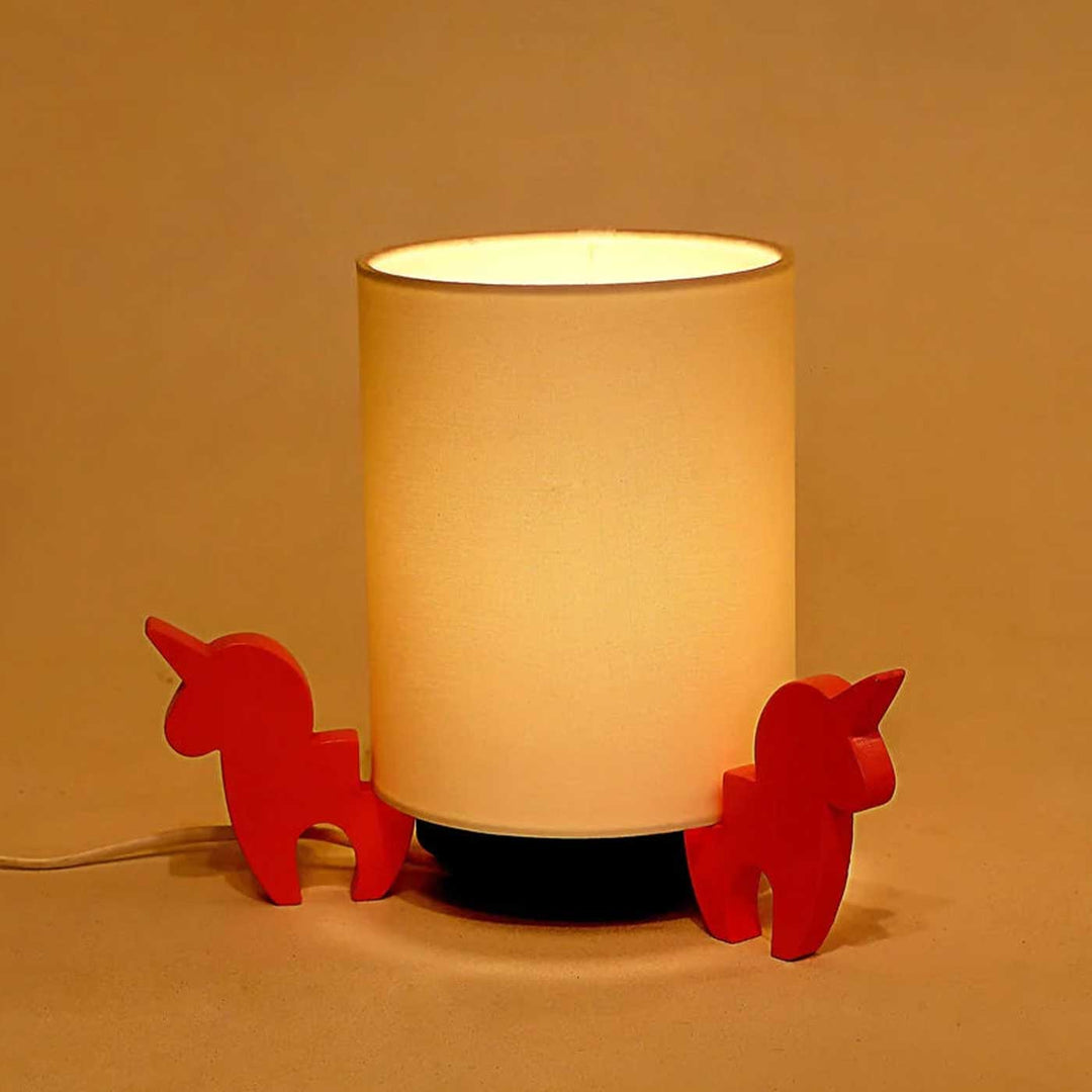 Handmade Unicorn Theme Wooden Table Lamp For Kids