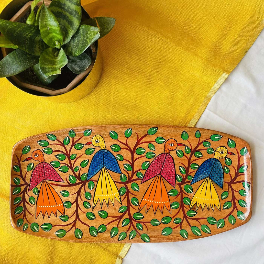 Hand-Painted Pattachitra Masakali Wooden Tray