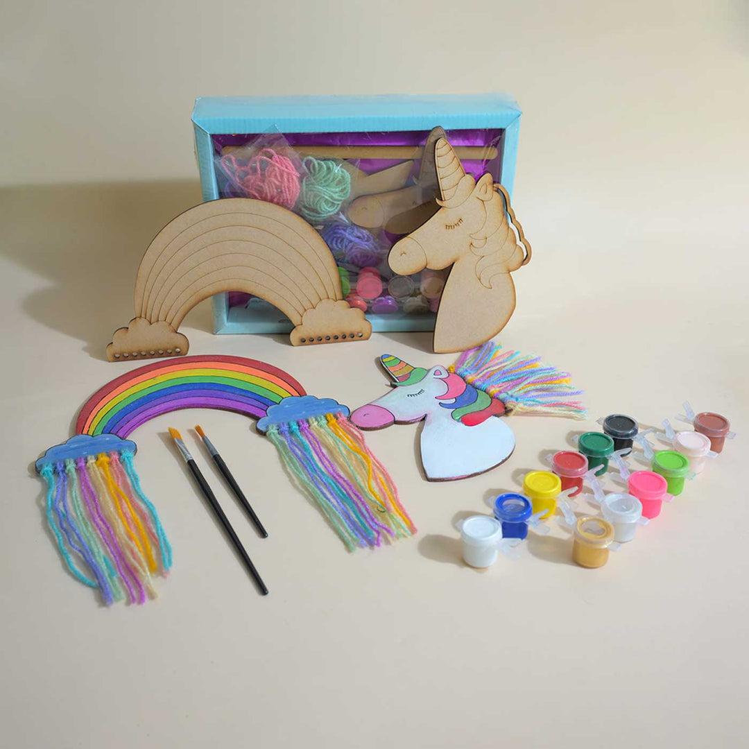 Handmade Unicorn & Rainbow Themed Loom Art DIY Kit | Set of 10