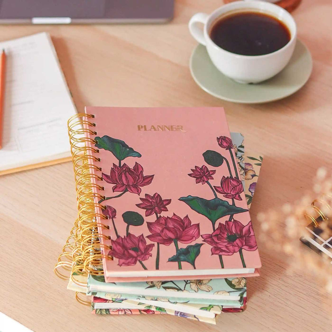 Handmade Lotus Pink Undated Planner | 120 Pages