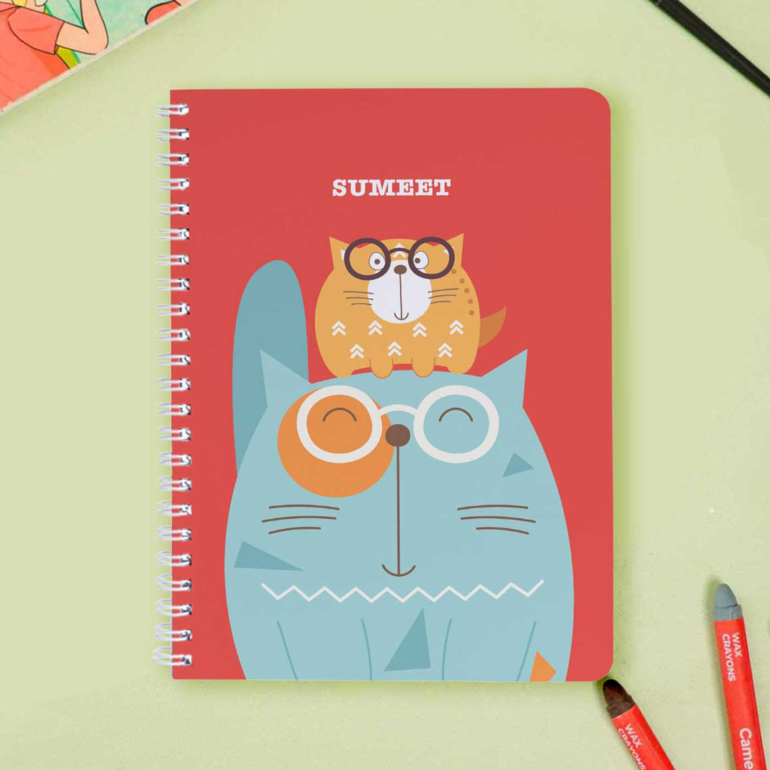 Personalized Kitty Cat Theme Spiral Bound Notebook | 60 Pages