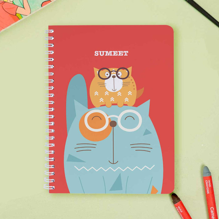 Personalized Kitty Cat Theme Spiral Bound Notebook | 60 Pages