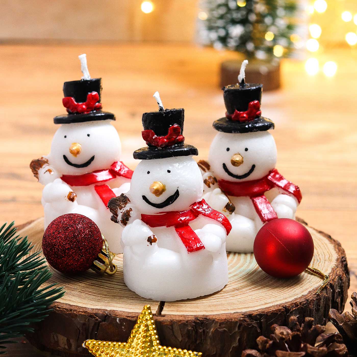 Christmas snowman and deals candle arrangement