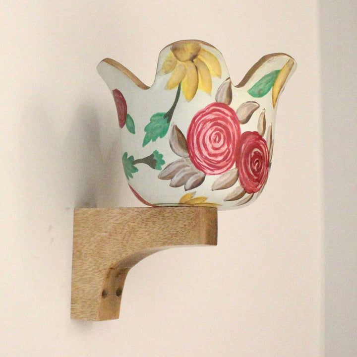 Handmade Basic Grey Base Flower Cut Terracotta Wall Lamp