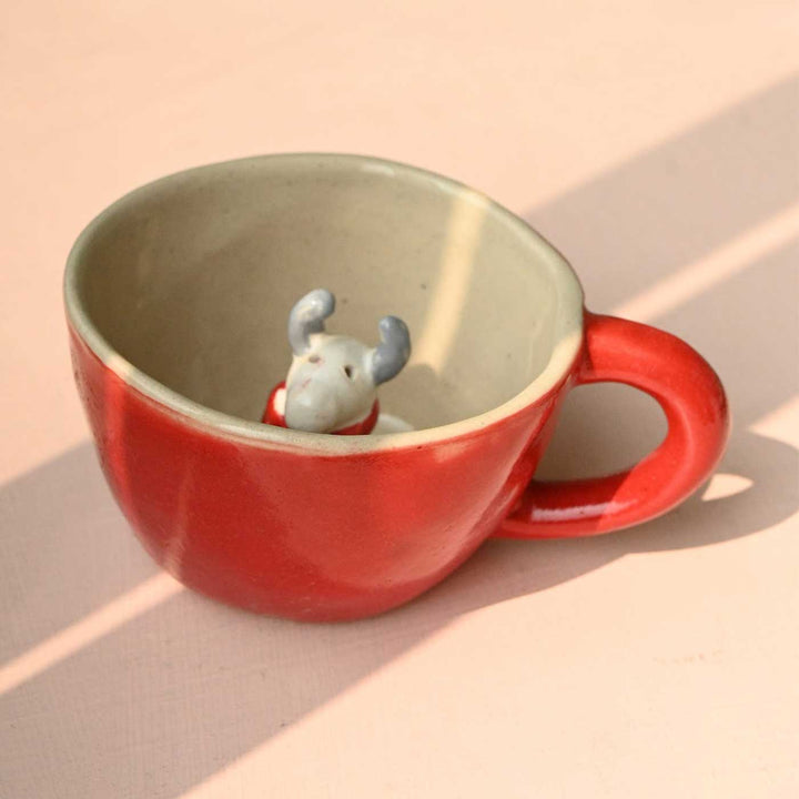 Handmade Reindeer Miniature Ceramic Mug | Secret Santa Gift Ideas