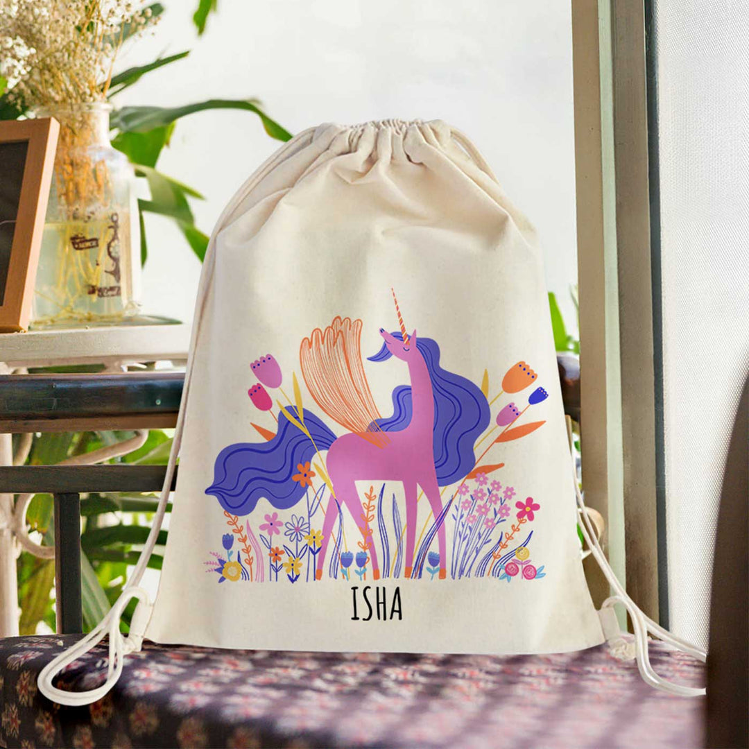 Personalized Magical Unicorn Theme Cotton Backpack