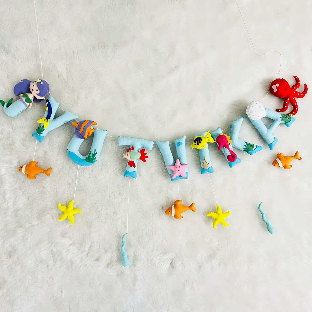 Handcrafted Personalized Mermaid Themed Bunting For Kids