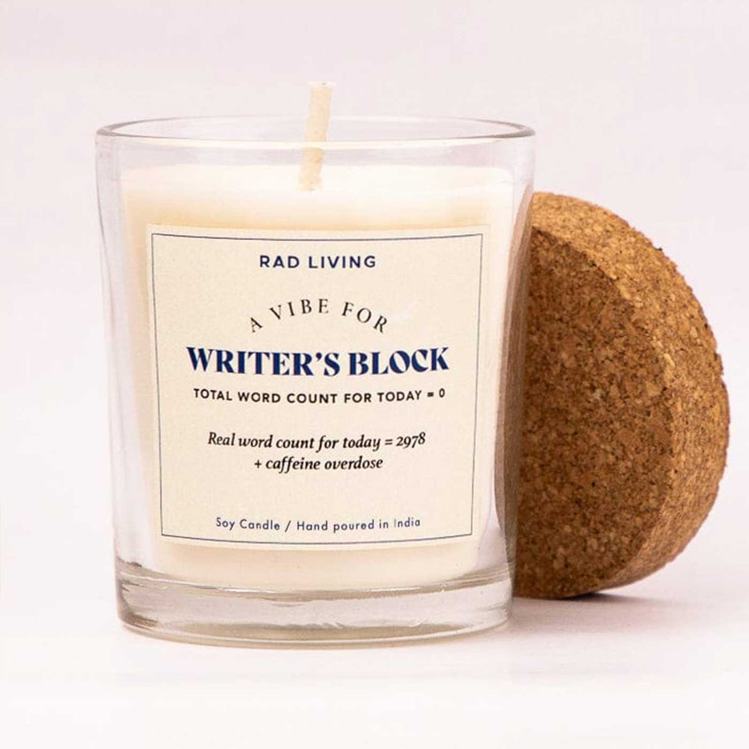 Hand Poured Writer'S Block Lavender Tobacco Scented Soy Wax Candle